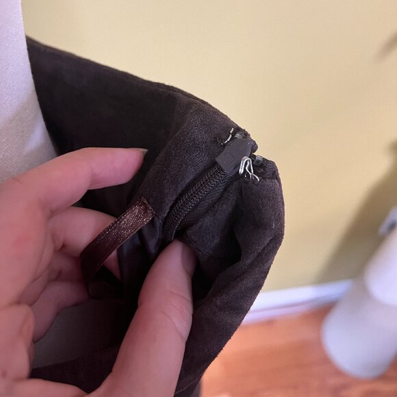 New Frontier Chocolate Brown Leather A-Line Skirt Size 8 NWT - Picture 4 of 11